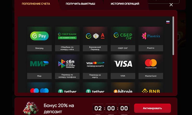 Способы пополнения